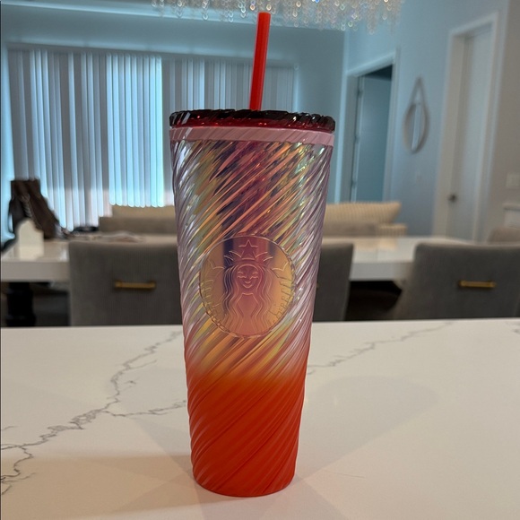 Starbucks Venti Red and Orange Swirl Tumbler - Picture 1 of 1